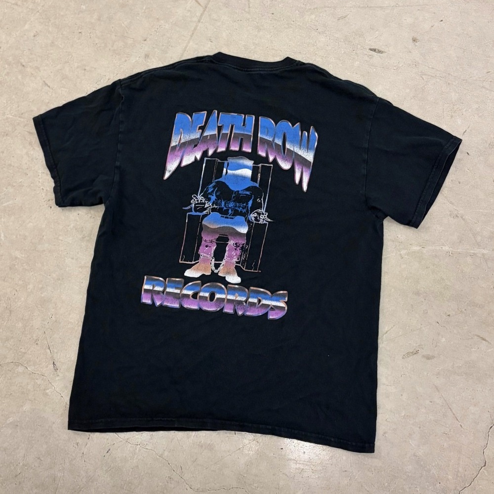 Death Row Records Graphic T-Shirt Black Purple Logo Electric Chair Mens Small
